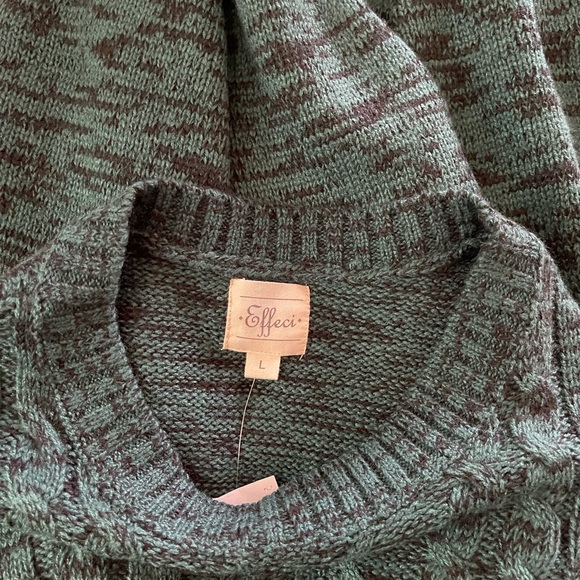 Green and Grey Marle Cable Knit Crewneck Sweater Dress - Picture 11 of 11